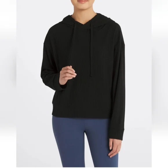 We Wandar - Taylor Boxy Brushed Ribbed Black Hoodie - Picture 2 of 6